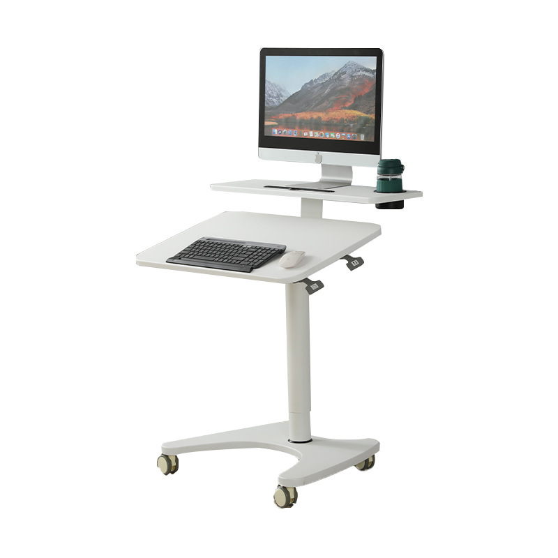 Height-Adjustable Double-Layer Pneumatic Lifting Study Desk with a Reversible and Tiltable Desktop for Mobile Computer Work
