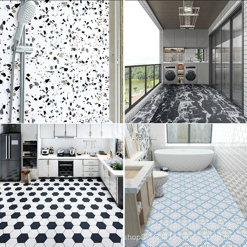 Напольные наклейки для восточной Азии, утолщенные, для ванной, кухни, спальни, самоклеящиеся, водонепроницаемые и нескользящие.