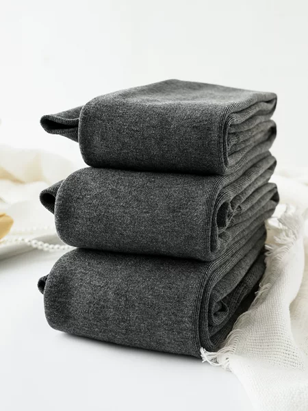 Autumn and winter high-waisted fleece-lined vertical striped leggings for women, thickened and warm lamb fleece footed tights