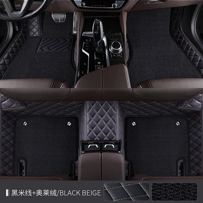 Universal Foot Pad 17 - double-layer-olay-velvet-xpe-foot-mat-black-with-white-stitching-black-olay-velvet-bmw-x12023-2024-model