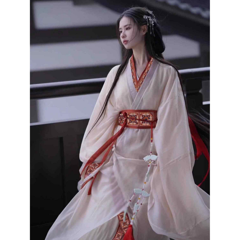 Warring States Robe 2025 New Hanfu Style, Restored Ancient Costume for Daily Wear, Straight Hem Robe with Long Train, Ample Size for Spring and Summer