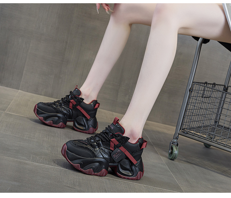 Giày sneaker nữ đế dày platform tăng chiều cao phong cách thể thao thời trang xuân hè 2026 — M2707 màu chì, M2707 màu be, M2707 màu đen chi tiết 25