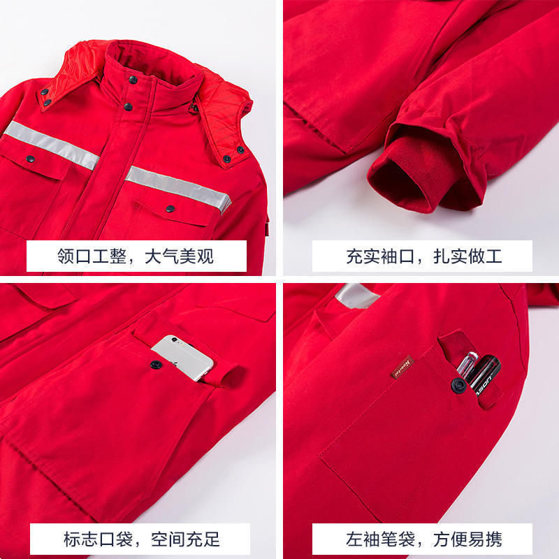 帯電防止作業服、綿服、取り外し可能、ガソリンスタンドで使用可能、ポリエステル綿混紡、厚手、保温、工場ロゴ入り|undefined