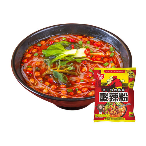 Sichuan Baijia Chenji Classic Hot and Sour Glass Noodles Convenient Glass Noodles Series Bag Packaging Full Carton Factory Wholesale Direct Supply