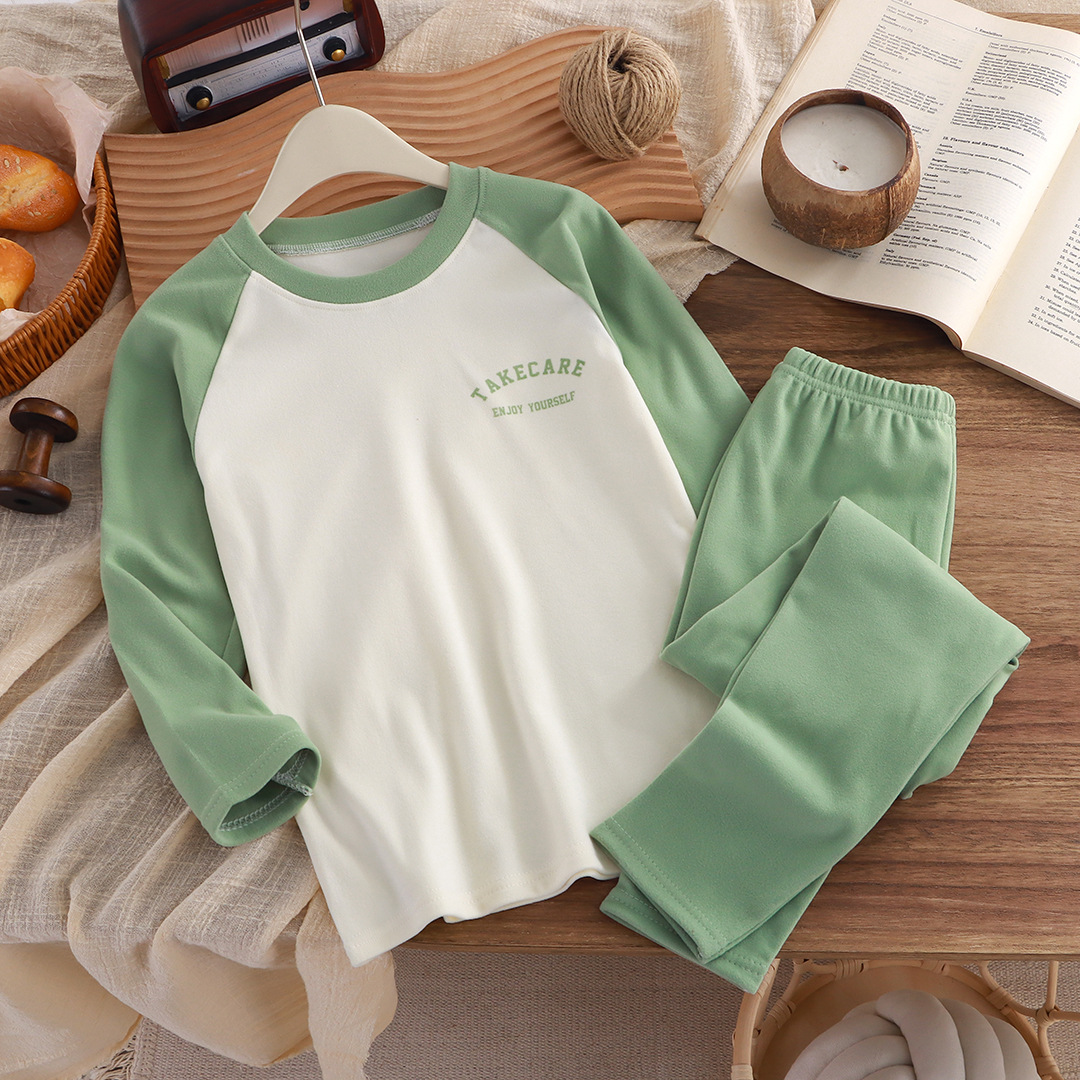 Niños de hombro chaqueta de terciopelo de otoño pantalones de otoño otoño invierno nuevo niño calentamiento ropa interior conjunto de ropa doméstica de niñas ropa infantil