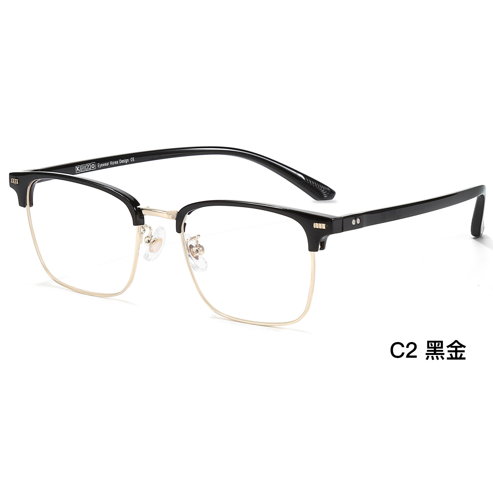 Doble punto transparente gris ceja marco de negocios casual miopía gafas marco sin clip de la cara Danyang gafas al por mayor