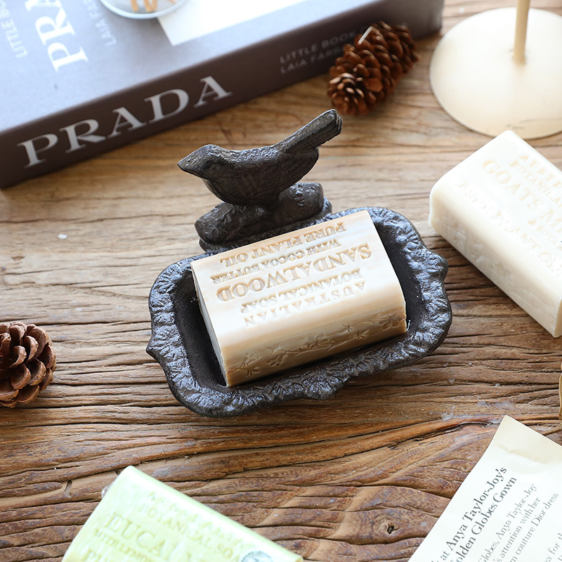 北欧铸铁复古怀旧创意小鸟肥皂盒香皂盘摆件家居装饰浴室收纳盒