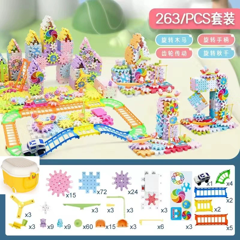 Variable electric constructor with gears, rotating toy, subway, set, Birthday gift