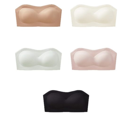 Dancer's Super Stable Strapless Intimates Women's Breast-Retracting Push-Up Bra Double-Layer Silicone Anti-Slip Bra Wrap