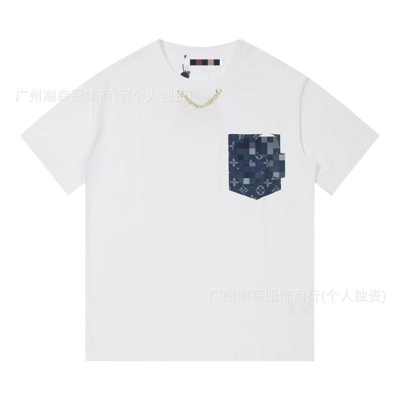 跨境奢潮高品质满印花L字母短袖潮牌外贸欧货驴家圆领男女宽松T恤|undefined
