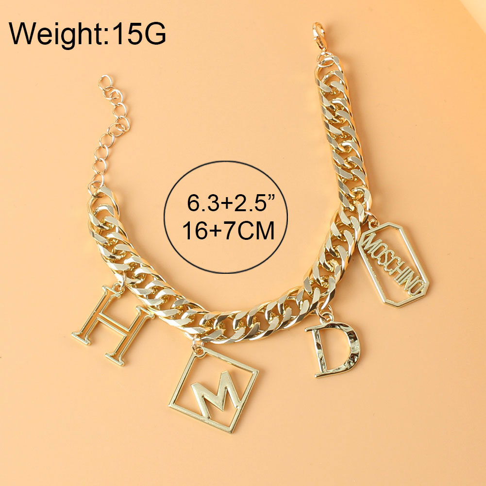 fashion exaggerated chain alloy letter pendant braceletpicture1