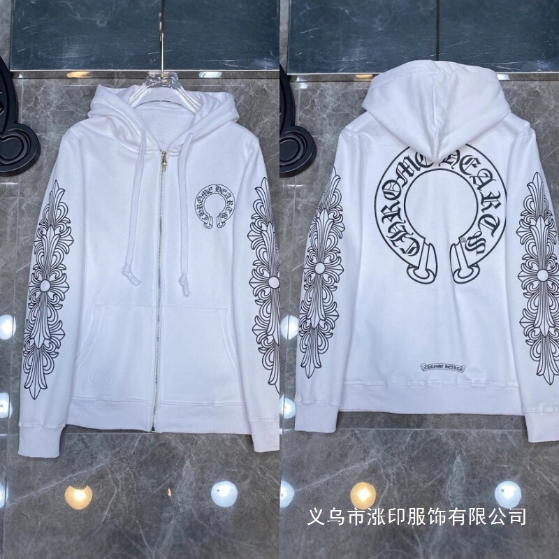 2025 New Cross-Border Chrome Hearts Sweatshirt with Cross Hood, Casual Loose Fit, Unisex Zipper Wholesale
