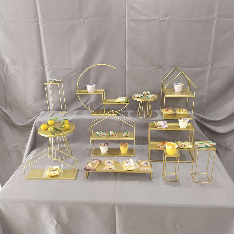 Mesa de postres de estilo europeo, decoración, bandeja de pastel, soporte de exhibición, decoración de bodas, accesorios, mesa de descanso para café, comida fría