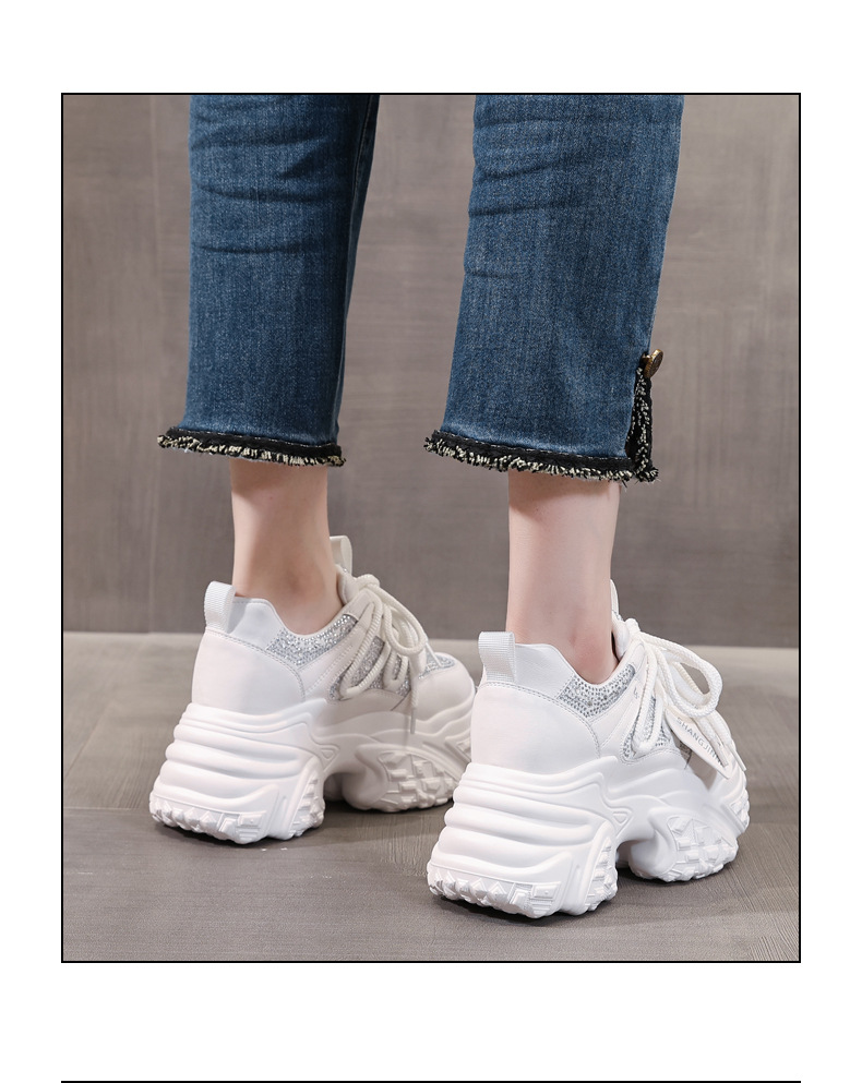 Giày sneaker nữ đế dày tăng chiều cao phong cách bánh xốp — Màu be chi tiết 18