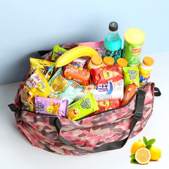 Japanese single shoulder 210D Oxford cloth portable environmentally friendly large-capacity neutral storage bag printed accordion folding shopping bag