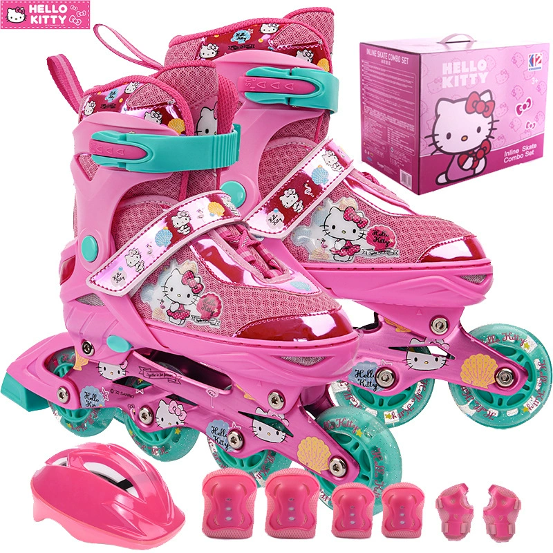 Бренд Skates, мультяшный детский мигающий набор для уличного катания на роликах, восемь кругов