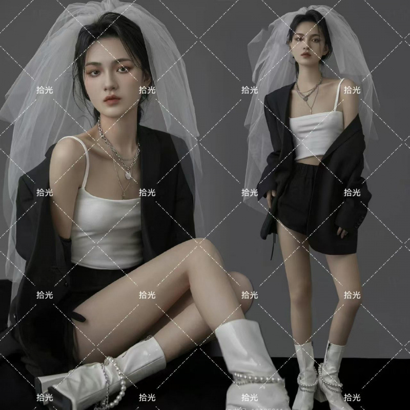 フォトスタジオの新しいポートレートテーマの写真、ハイエンドの女性のプロフェッショナルスーツ、個人的なイメージ写真、アート写真の衣装|undefined