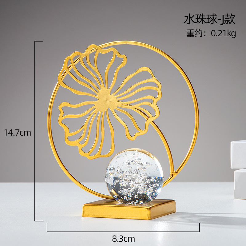 Líneas creativas de metal cristal bola decoración de nicho de alta calidad sala de estar dormitorio oficina decoración de escritorio