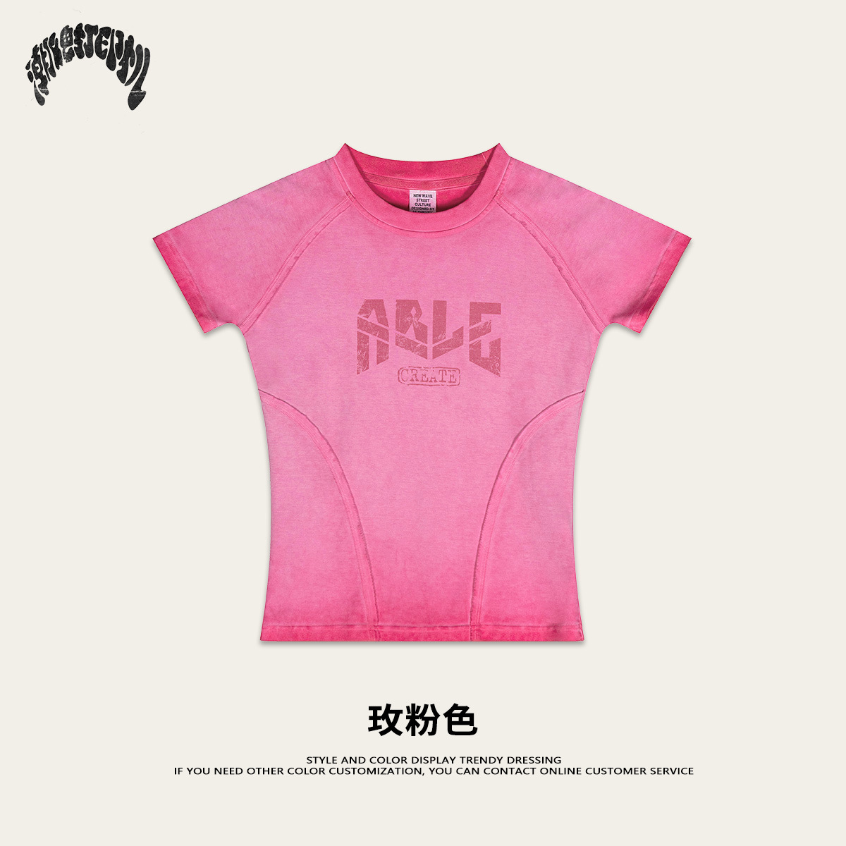 American 220G damas retro caliente dopamina delgado estilo deportivo delgado hombro camiseta de lavado de agua de mangas cortas mujeres verano image 7