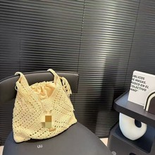 复古编织女包2025三角镂空棉线编织包法式夏季百搭单肩包斜挎包包