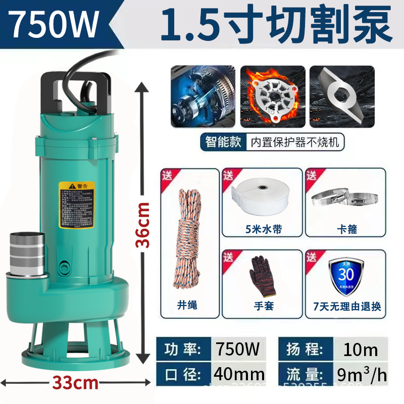 Pequeña bomba de agua agrícola bomba de corte bomba de aguas residuales bomba sumergible doméstica bomba de alta elevación 220V bomba de riego