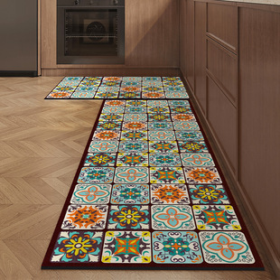 Kitchen Floor Mats, Non-Slip and Stain-Resistant Diatom Mud Foot Mats, Absorbent Mats, Wipeable and Wash-Free Color Tiles, Classy Carpet Combination Packs