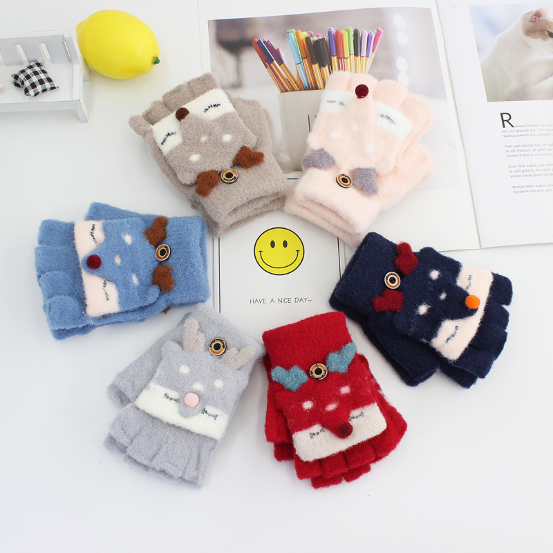 Winter children's keep warm cartoon gloves for men and women