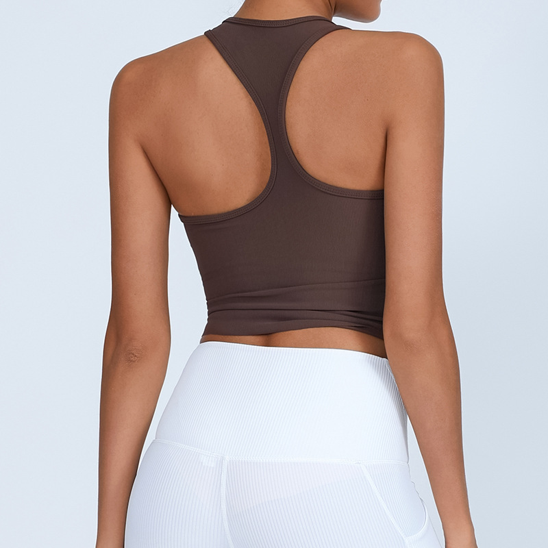Comercio exterior trajes de yoga transfronterizos chaleco clavícula con cojín de pecho hermosa espalda acondicionamiento en forma de I deportes a prueba de choque correr camisa de cintura alta