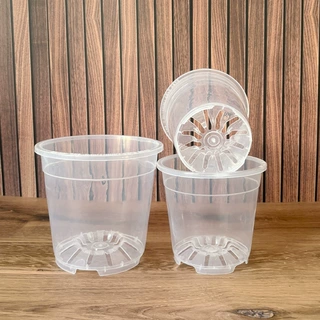 直筒套盆水培盆透明硬质塑料花盆高厚兰花盆铁皮石斛蝴蝶兰透气盆