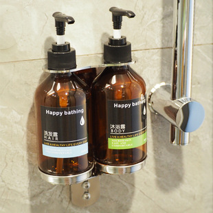 Bracket for hotel shampoo shower gel bottle stainless steel hand sanitizer bottle hanger wall-mounted pressing soap dispenser