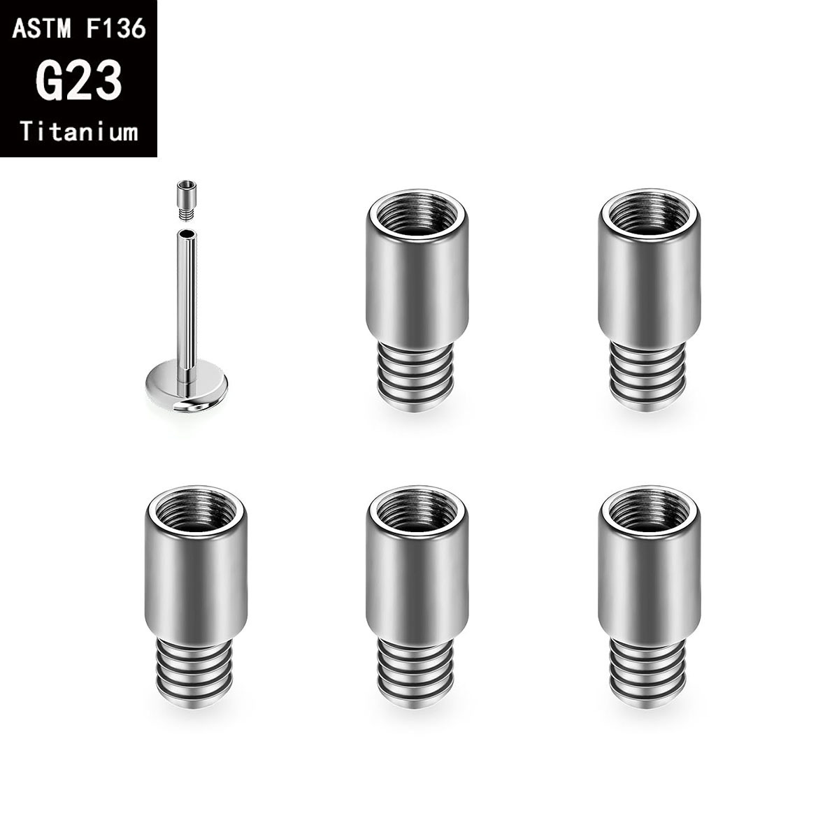 G23 Titanium 2mm Extension Rod for F136 Titanium Internally Threaded Lip, Ear, Navel Piercing Accessories detail image 7