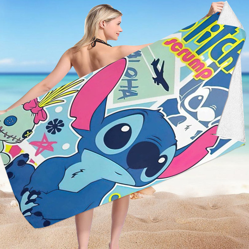 Cross-border Stitch cartoon beach towel microfiber double-sided velvet beach towel bath towel versatile square towel beach towel