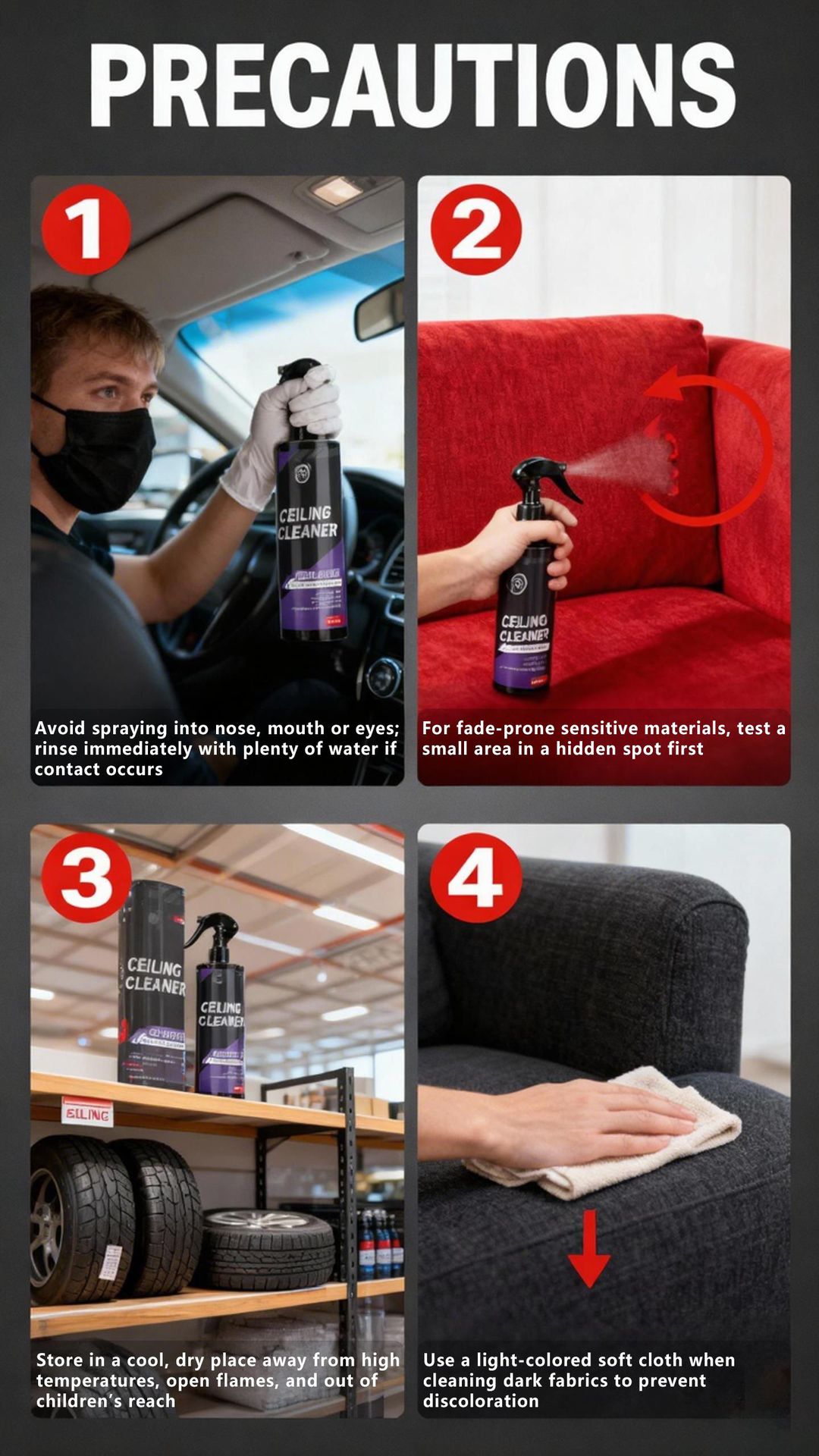 Cross-Border Aliexpress Foreign Trade Car Ceiling Cleaner Interior Fabric Seat Leather Decontamination Cleaning Renovation Maintenance