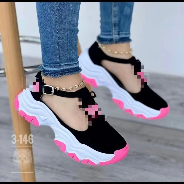 Zapatos de mujer de comercio exterior 2023 primavera nuevos europeos y americanos más tamaño suela gruesa suede hebilla arco zapatos deportivos casuales