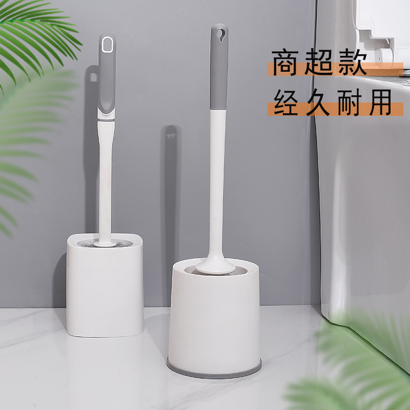 cepillo de inodoro doméstico sin esquina muerta tipo pared de baño sin perforación cepillo de inodoro de mango largo conjunto de cepillo de limpieza de pared