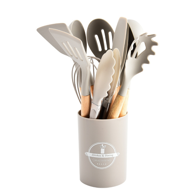 Juego de utensilios de cocina y cuchillos de silicona transfronterizos para el hogar con utensilios de cocina de acero inoxidable, juego de cocina multifuncional de 20 piezas.