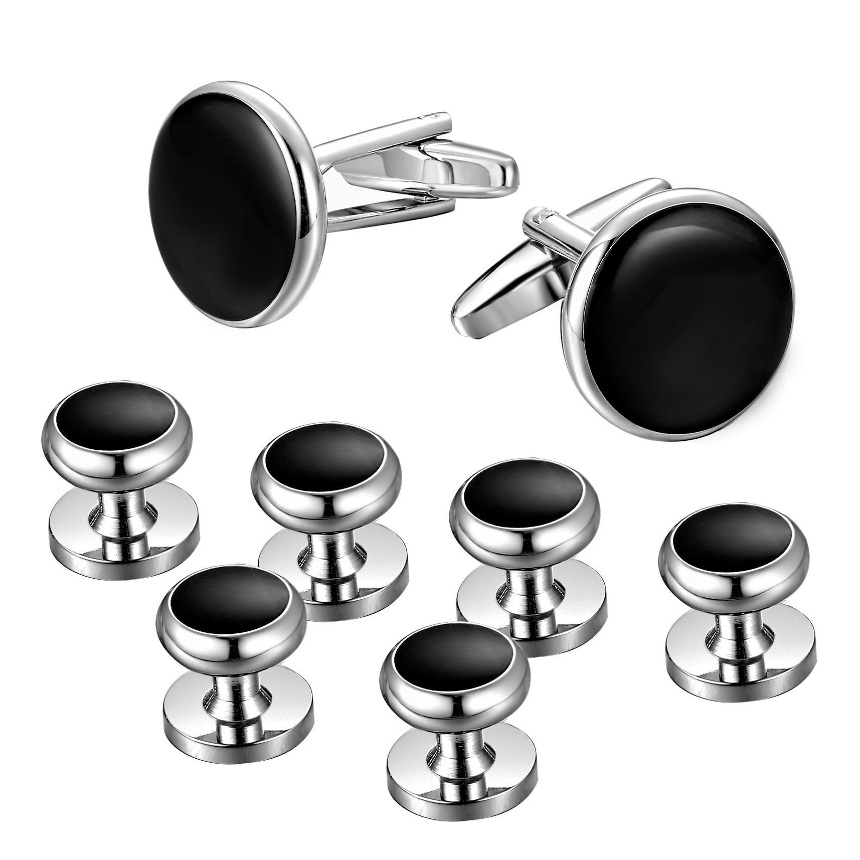 Manufacturer Wholesale Round Oil-Drip Eight-Piece Set of Cufflinks and Cuff Nails Jewelry Men's Clothing Set Business Gift