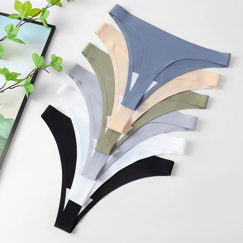 Бесшовное нижнее белье AliExpress Amazon Ice Silk, цельное, дышащее, укороченное, стринги со средней посадкой и средней посадкой, эксклюзивное трансграничное
