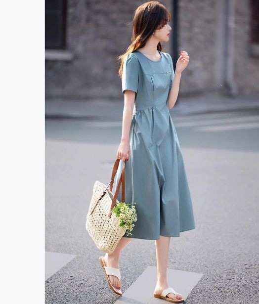 Đầm maxi nữ cotton thắt eo mùa hè 2026 dáng dài — Xanh da trờicolor, màu xanh đậu, màu tím chi tiết 3
