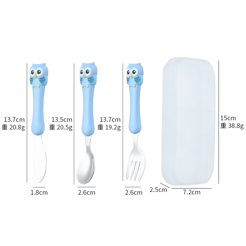 파란색 칼, 포크, 스푼 + 휴대용 상자