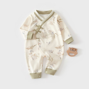 Baby jumpsuit Guofeng autumn cotton boneless ~ 15 months baby clothes climbing clothes class a four seasons newborn clothes