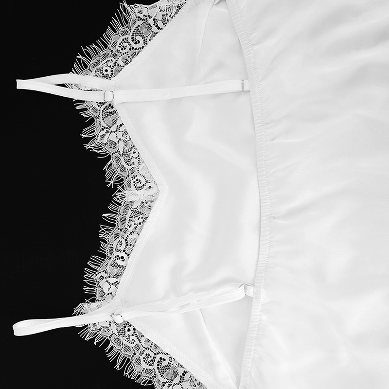 Canotta donna in raso di seta scollo a v con pizzo top estivo_voghion.com