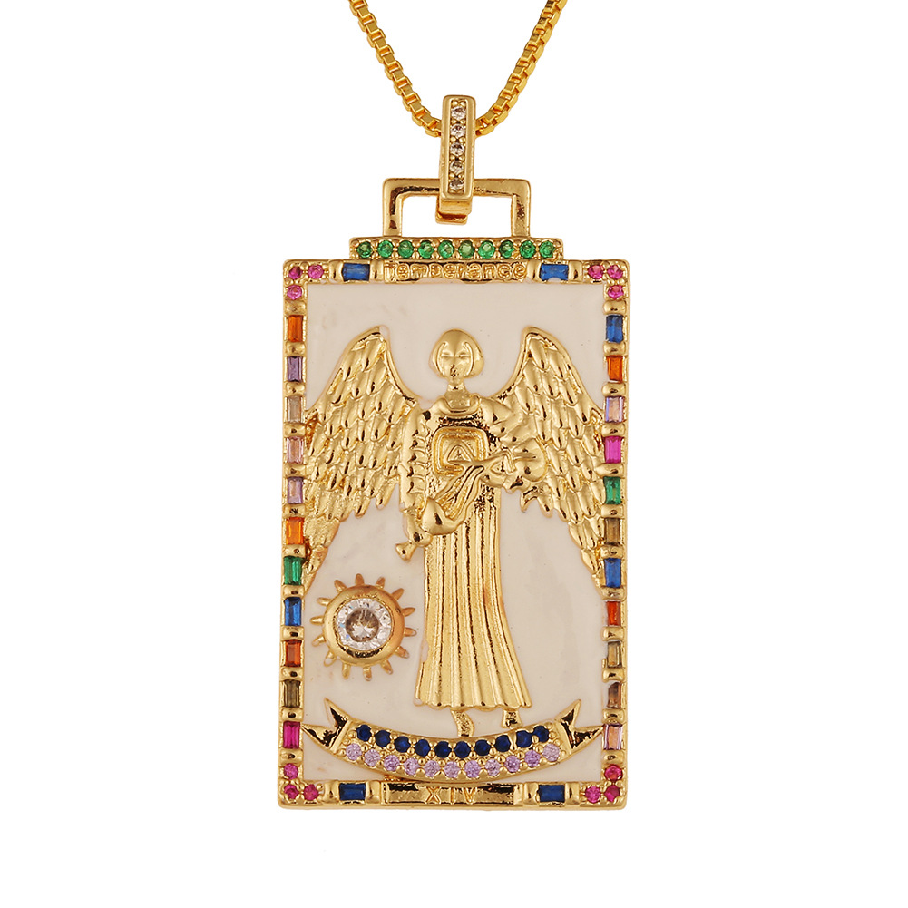 Fashion New Oil Drop Tarot Pendant Copper Zircon Necklace Wholesale Nihaojewelry display picture 5