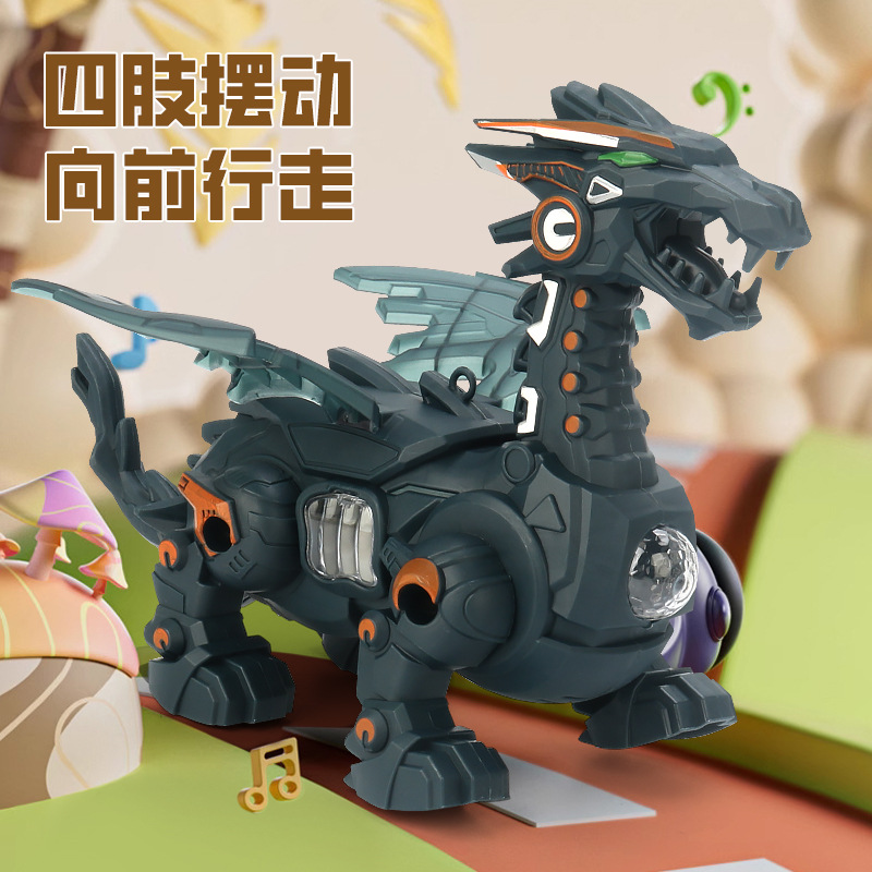 Los niños eléctrico cuerda dinosaurio música iluminación mecánica dragón simulación dinosaurio puesto juguetes al por mayor