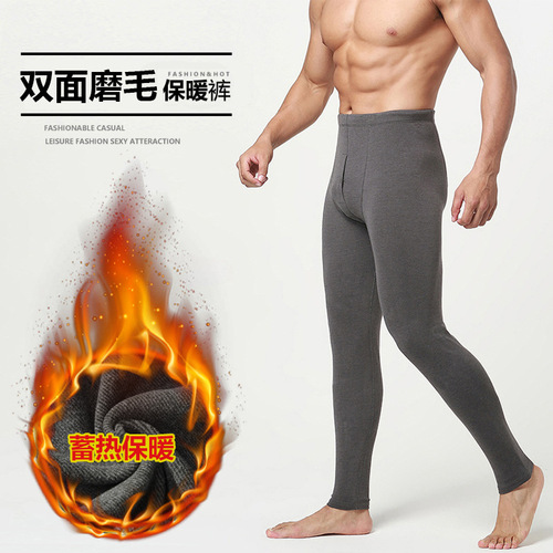 Wool knee pads men's warm pants men's pants thickened toothpick strips cationic German velvet autumn pants men's leggings autumn and winter