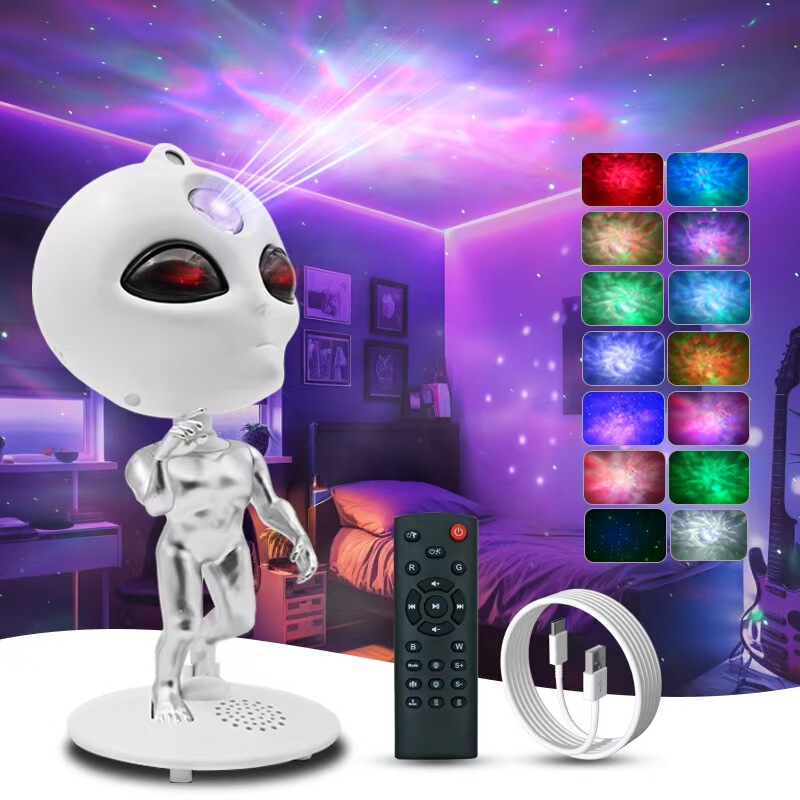 Alien Starry Sky Projector Lamp Bluetooth Speaker Remote Control Atmosphere Light Bedroom Bedside Dreamy Aurora Nebula Night Light