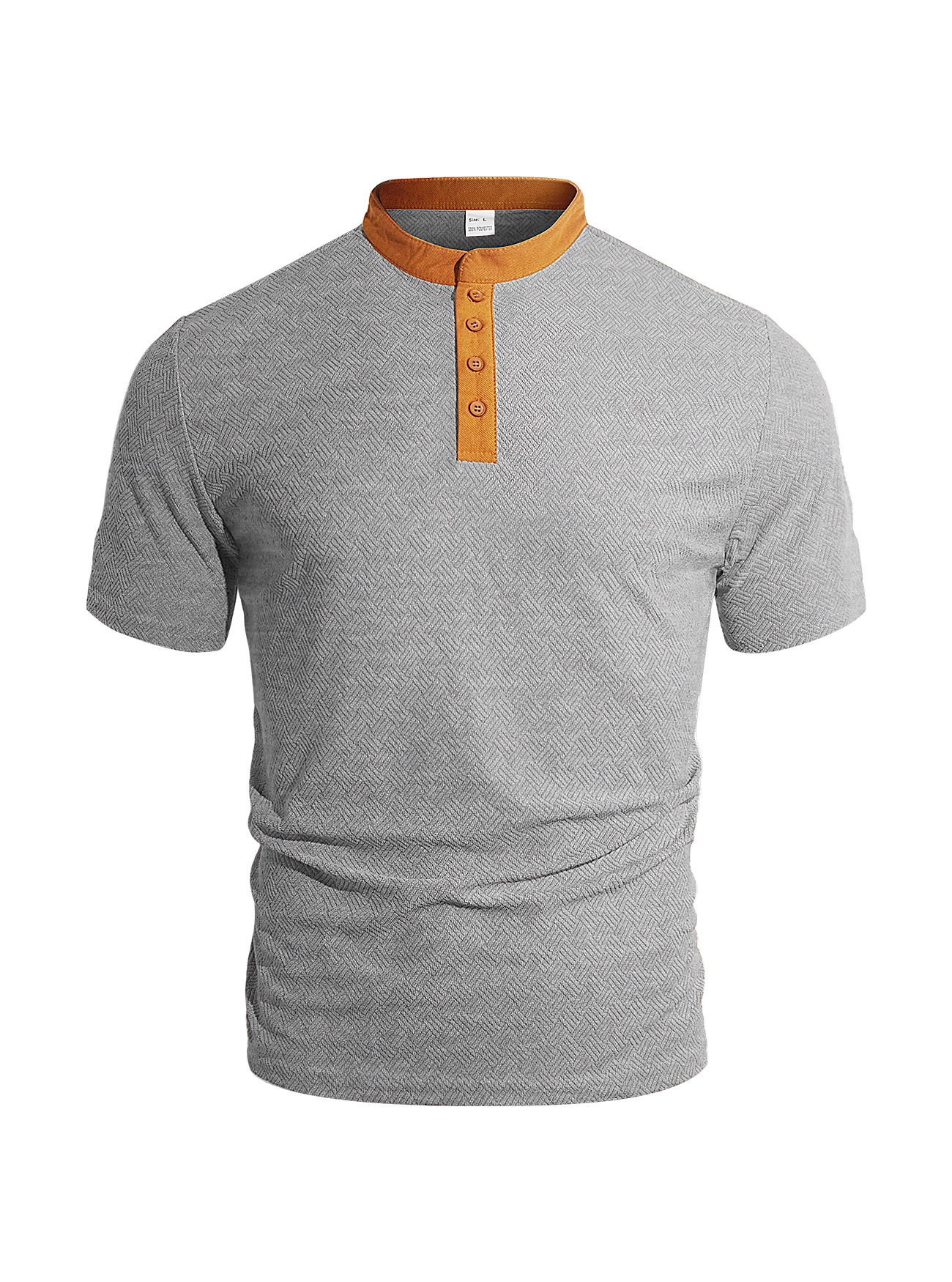 Nuevo transfronterizo de Europa y América Amazon verano hombre botón de cuello redondo color de manga corta hombre camiseta de hombre delgada