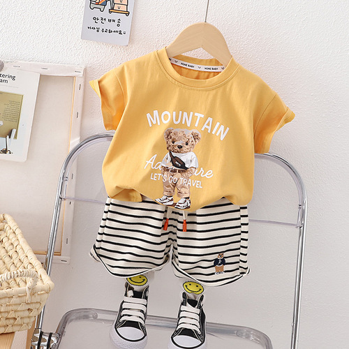 Boys summer cartoon suit short-sleeved  new children's summer clothes sports two-piece set for small and medium-sized children cross-border