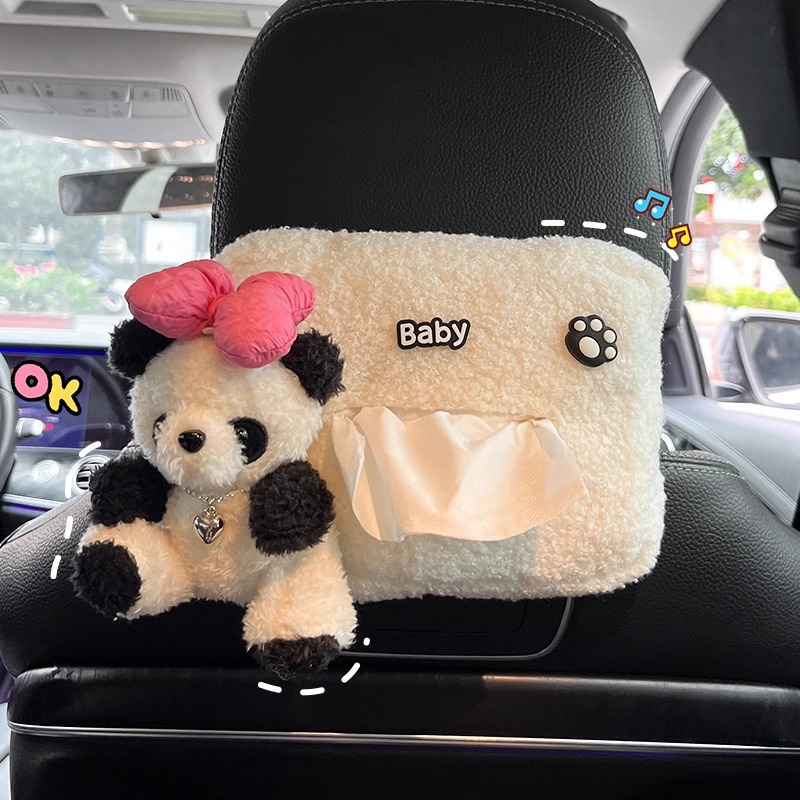 Caja de toallas para automóviles lindas muñecas de dibujos animados red panda rojo toallas para automóviles alquileres de automóviles interior caja de toallas para sombrillas