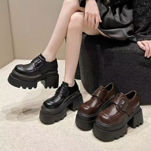 厚底小皮鞋女英伦风2025春秋季增高百搭粗跟单鞋ins玛丽珍鞋时尚